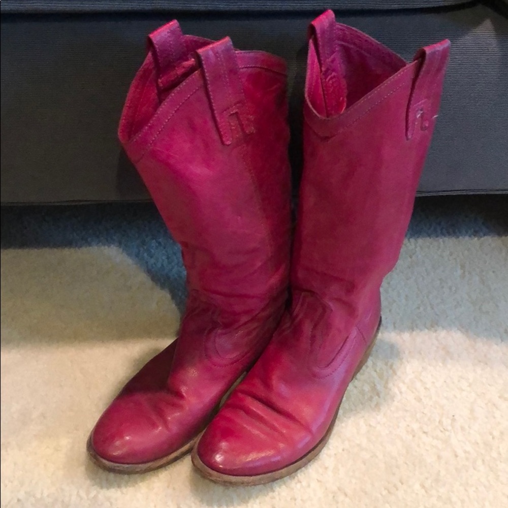 Frye Pink/ Fuchsia colored  cowboy style boots